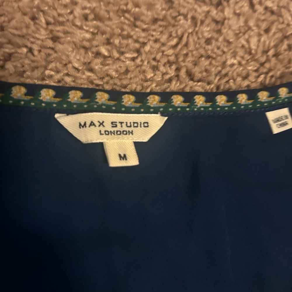 NWOT Max Studio Long Sleeve Floral midi/maxi Dress in Blue and Green - Picture 7 of 8